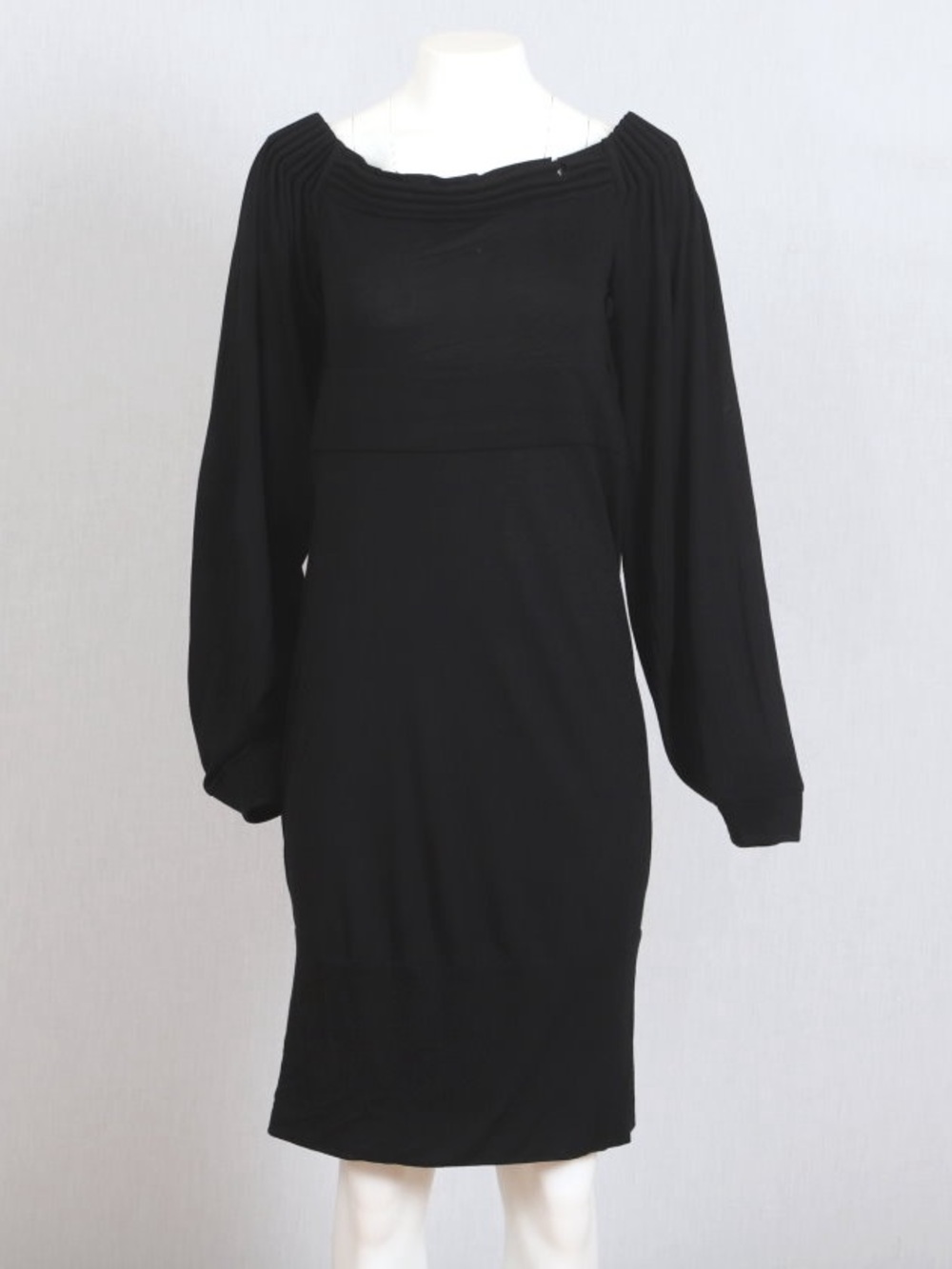 Givenchy Black Long-Sleeve Viscose silk jersey  Dress with Balloon Sleeves